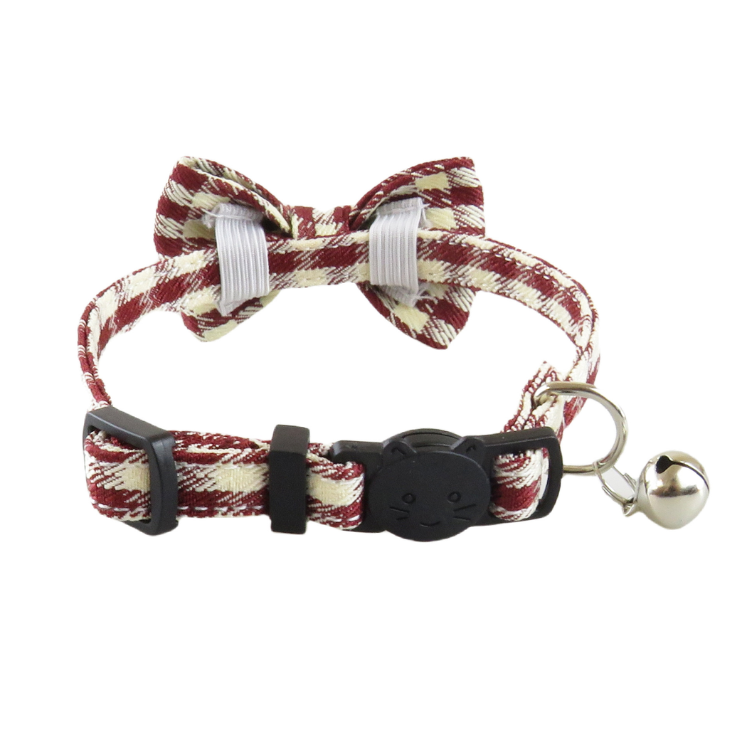 Back view of the burgundy houndstooth bow and its two attachment loops