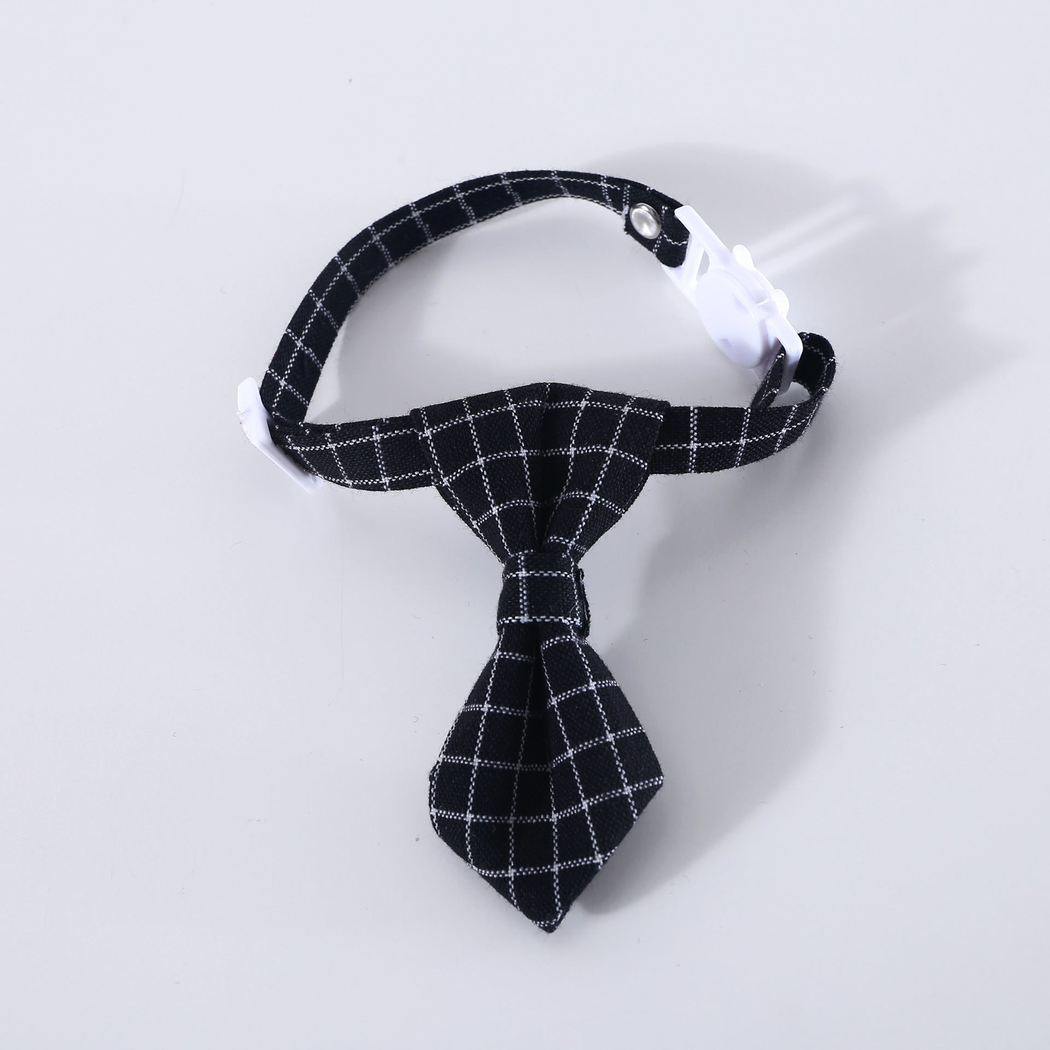 Black windowpane plaid necktie cat neckwear
