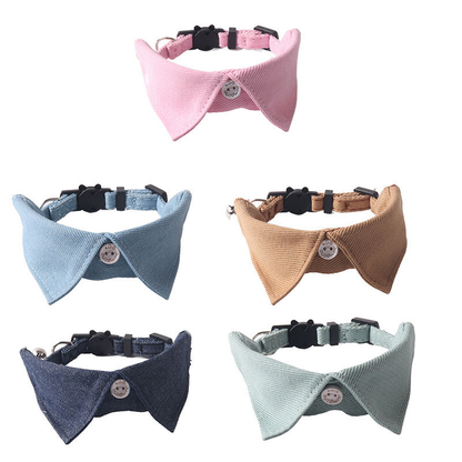 Five colors of pointed-front cat neckwear displayed together