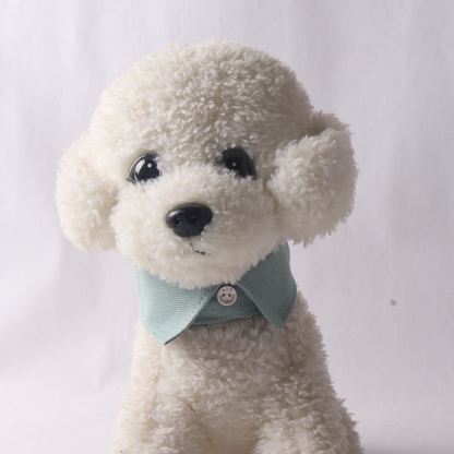 Mint pointed-front neckwear displayed around the neck of a plush animal model