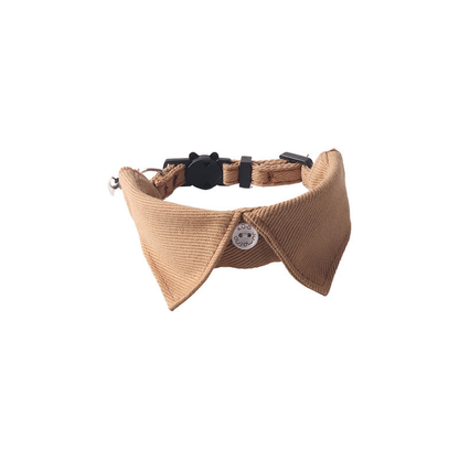 Warm tan pointed-front cat neckwear with center button