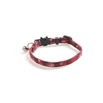 Red plaid snowflake cat collar without bow
