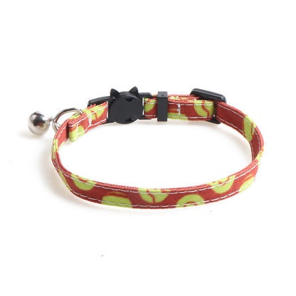 Red tennis ball print cat collar without a bow