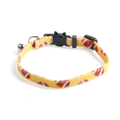 Mustard yellow football print cat collar without a bow