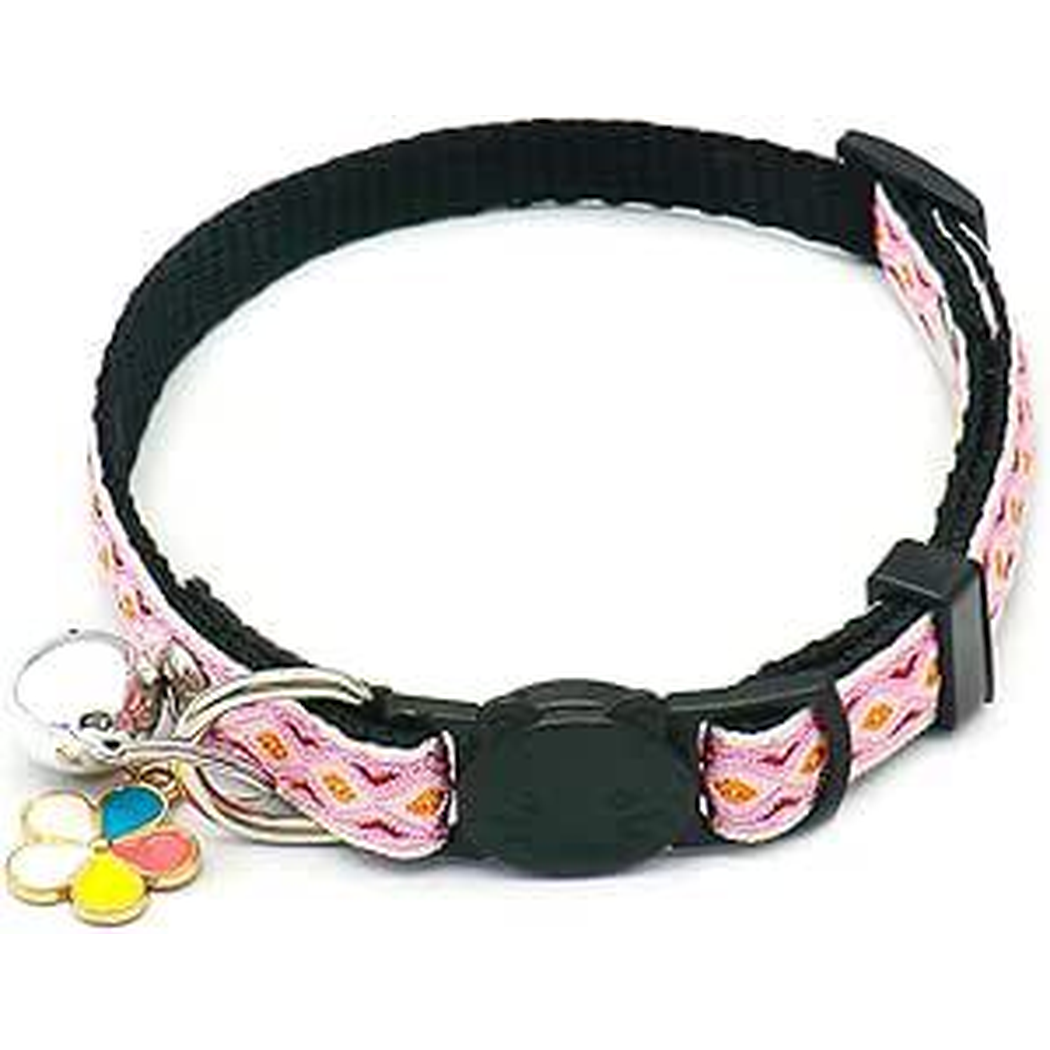Rose Red patterned cat collar with bell and flower charm
