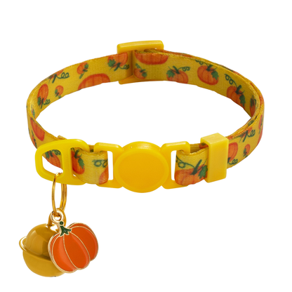 Pumpkin yellow cat collar with bell and pumpkin charm