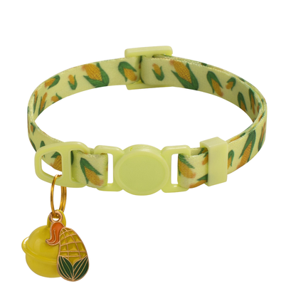 Corn pale yellow-green cat collar with bell and corn charm