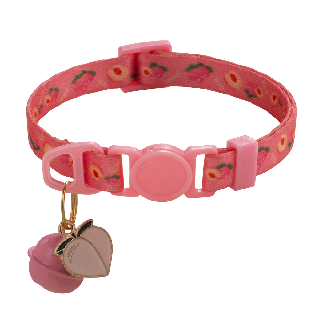 Peach cat collar with bell and peach charm