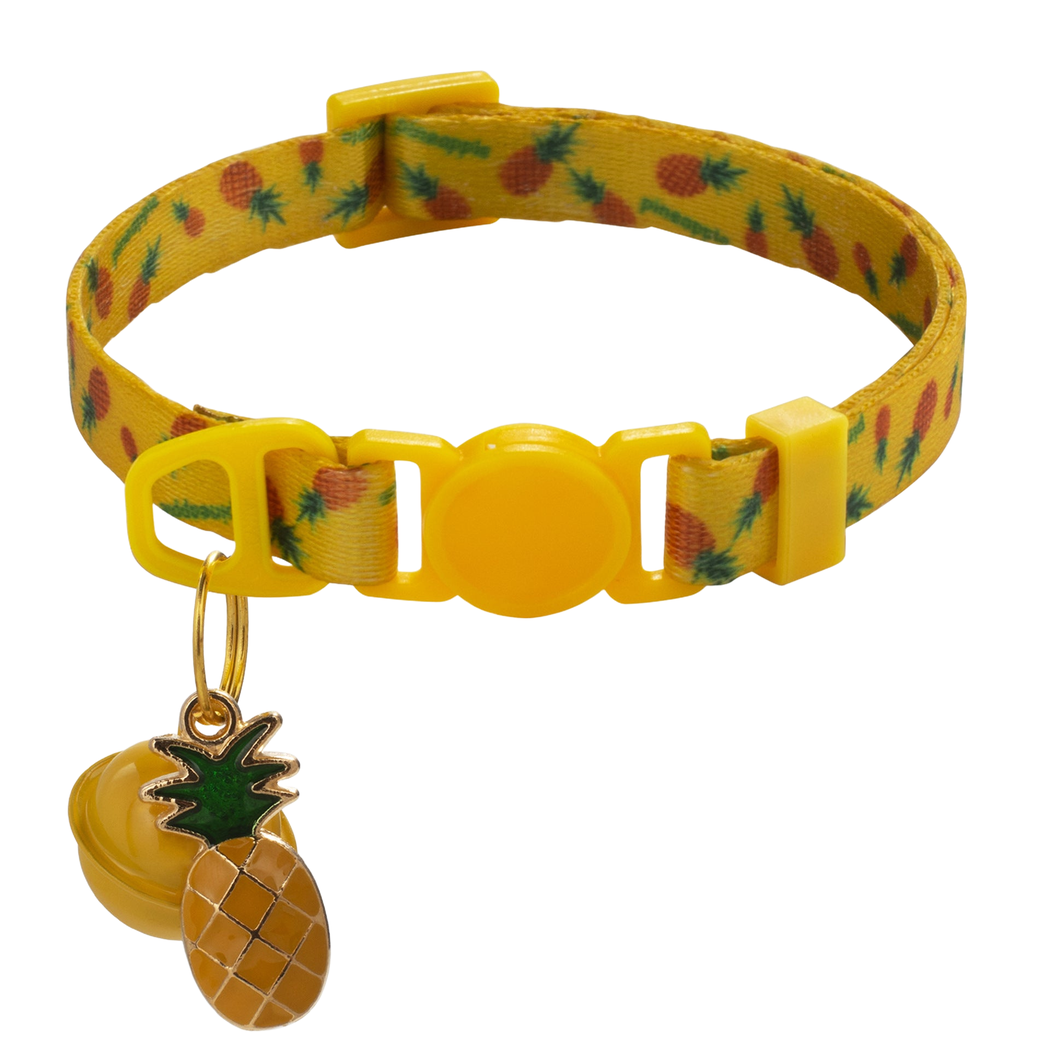 Pineapple cat collar with bell and pineapple charm