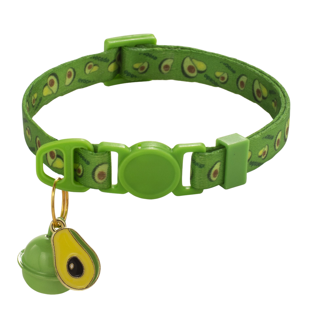 Avocado cat collar with bell and avocado charm