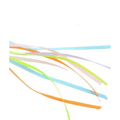 Close-up of the colorful ribbon streamers on the bee wand cat toy