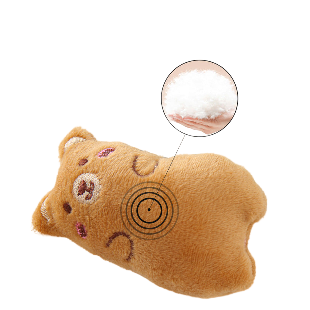 Bear cat toy with a close-up view of its interior filling