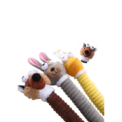 Close-up of the fox, rabbit and duck character heads and ribbed necks