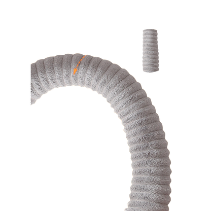Close-up of the gray toy's ribbed neck texture