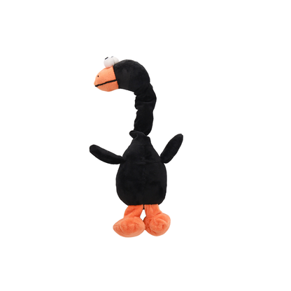 Swan long-neck bird dog toy, front view