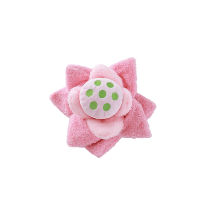 Pink Lotus flower-shaped dog toy, front view