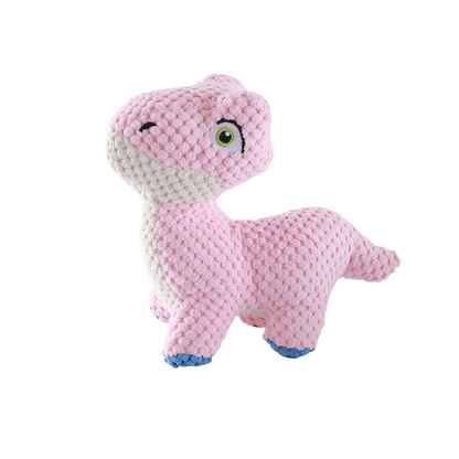 Light Pink long-neck dinosaur dog toy, side view