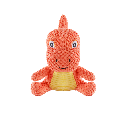 Orange winged dragon dog toy, front view