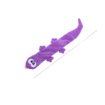 Purple lizard dog toy, full view