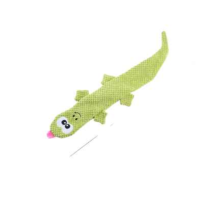 Green lizard dog toy, full view