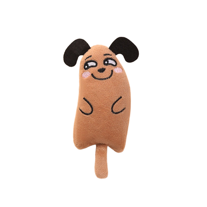 Camel character-shaped cat toy with a smiling dog face, front view