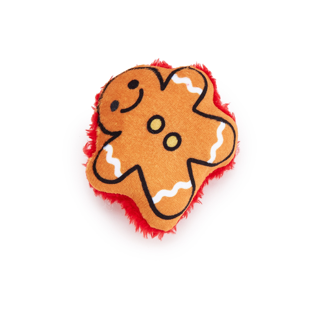 Gingerbread style Christmas cat toy on a white background