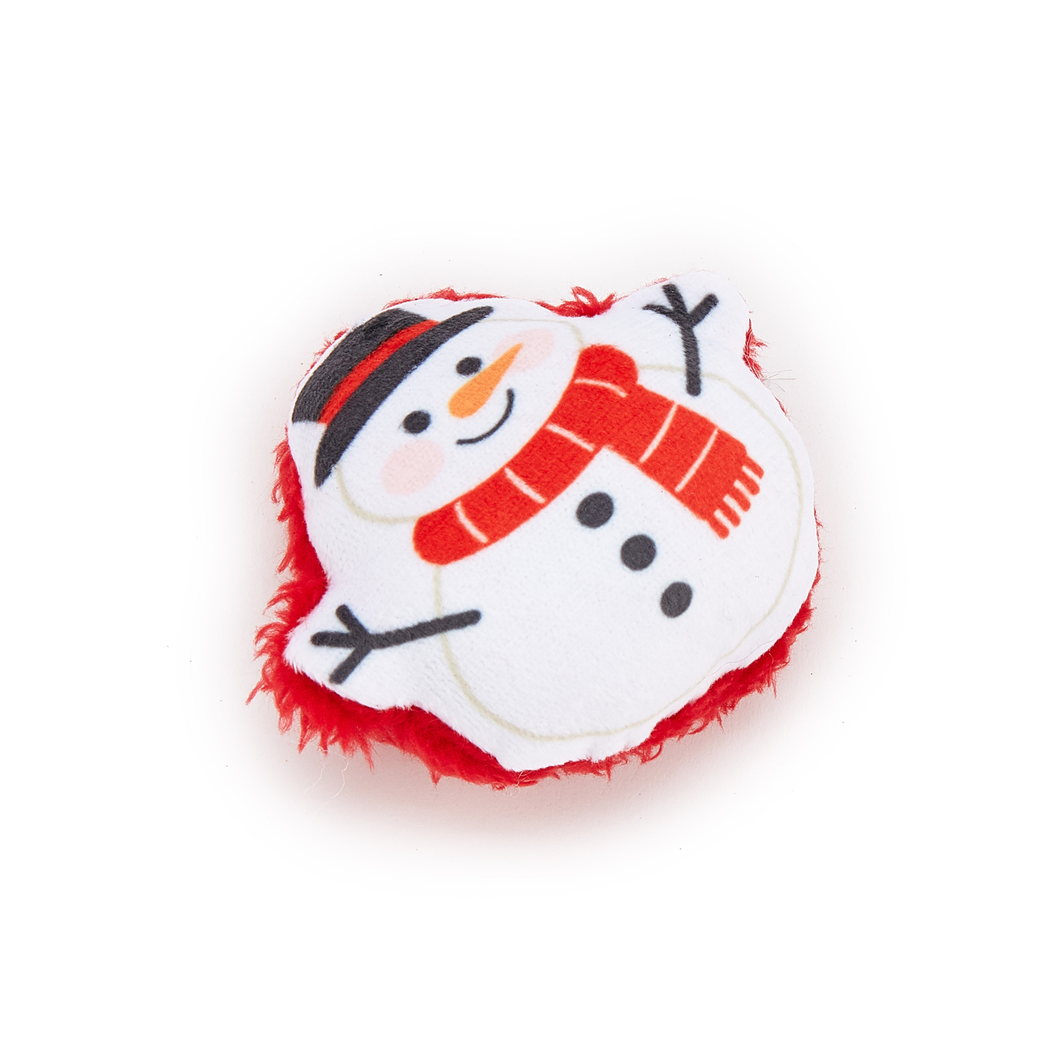 Snowman style Christmas cat toy on a white background