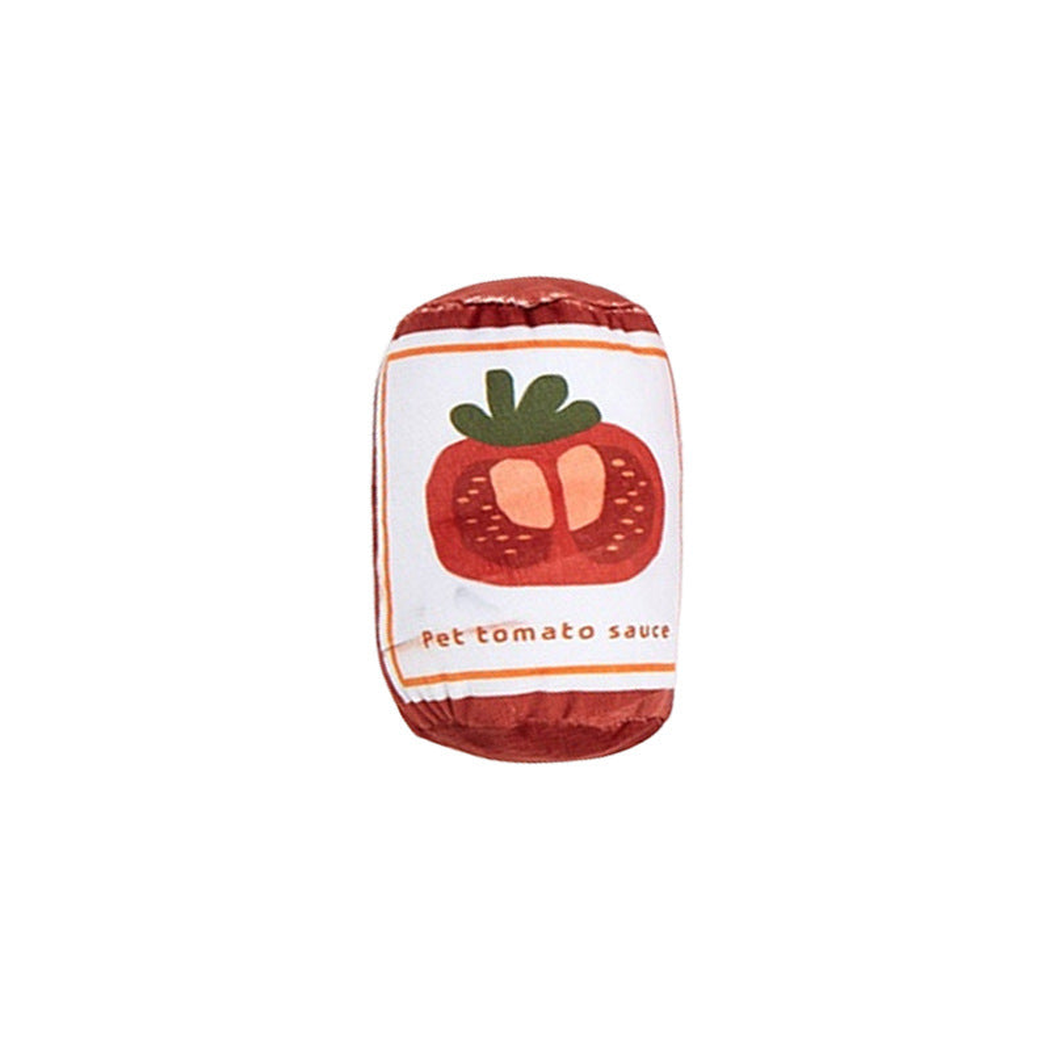 Tomato can-shaped cat toy, front view