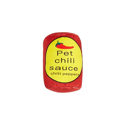 Chili can-shaped cat toy, front view