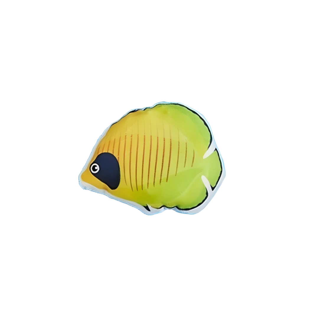 Black Patch fish-shaped cat toy with fine orange stripes