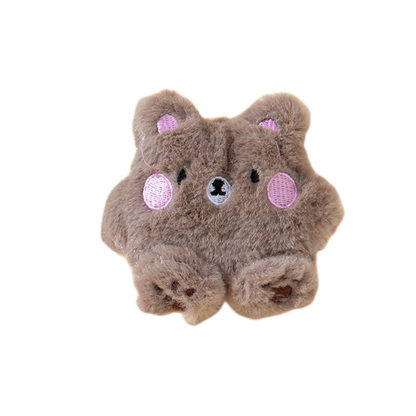 Brown bear character plush cat toy, front view