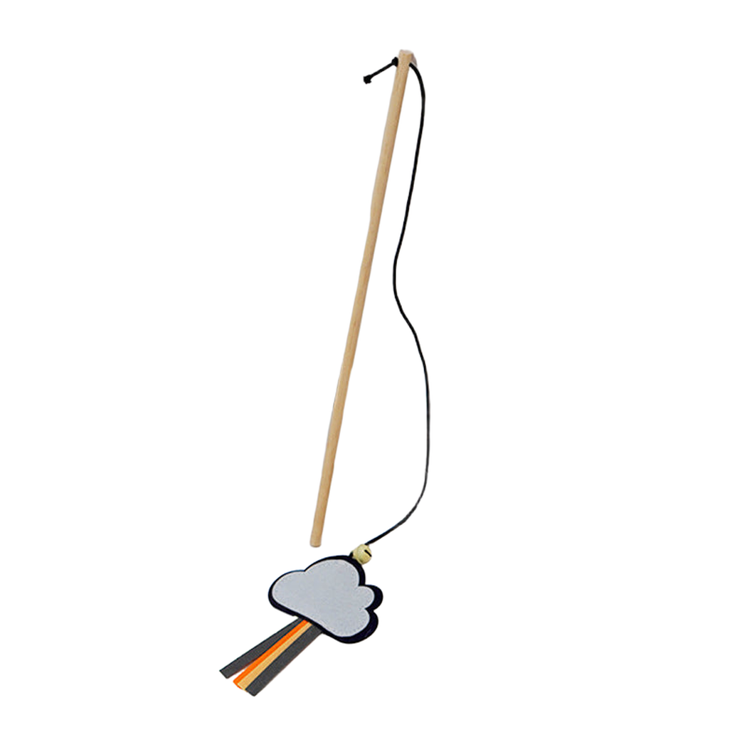 Cloud cat teaser wand with bell and trailing strips