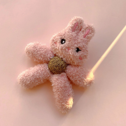 Rabbit pink character cat toy with round center insert
