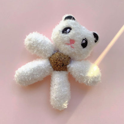 Panda white character cat toy with round center insert