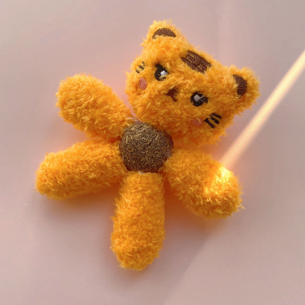 Tiger orange character cat toy with round center insert