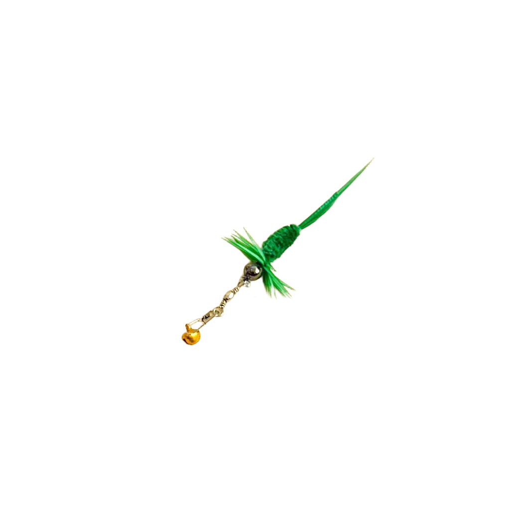 Green cat wand replacement attachment with clip and bell