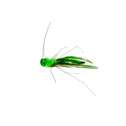 Green grasshopper-shaped cat teaser attachment with layered wings