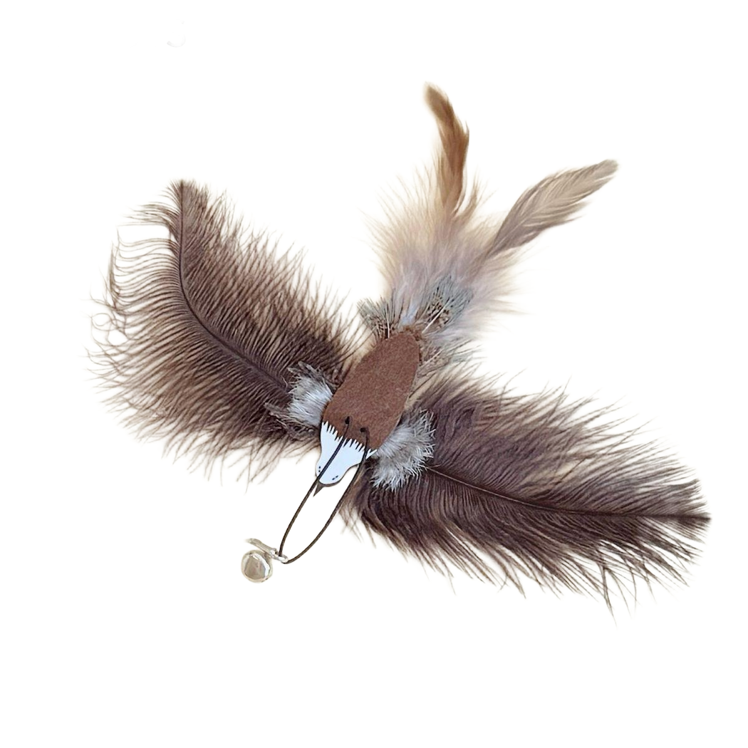 Eagle-shaped cat wand replacement head with spread feather wings and bell