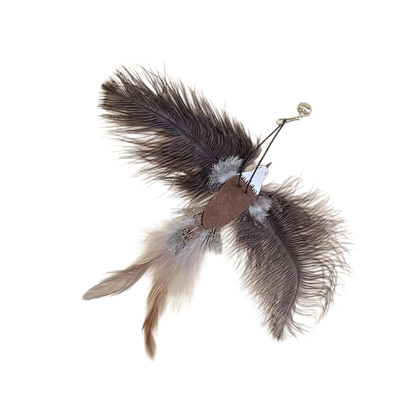 Angled view of an eagle-shaped cat wand replacement head with feather wings and trailing feathers