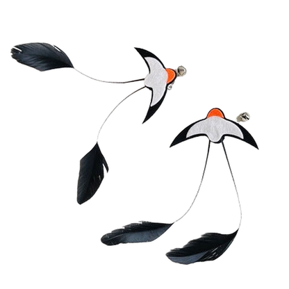 Two Swallow cat teaser attachments with trailing black feathers