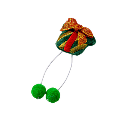 Gift-shaped pom-pom dangle cat toy in the Gift style