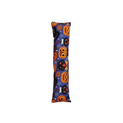 Cat style navy elongated cat toy with black cats and pumpkins