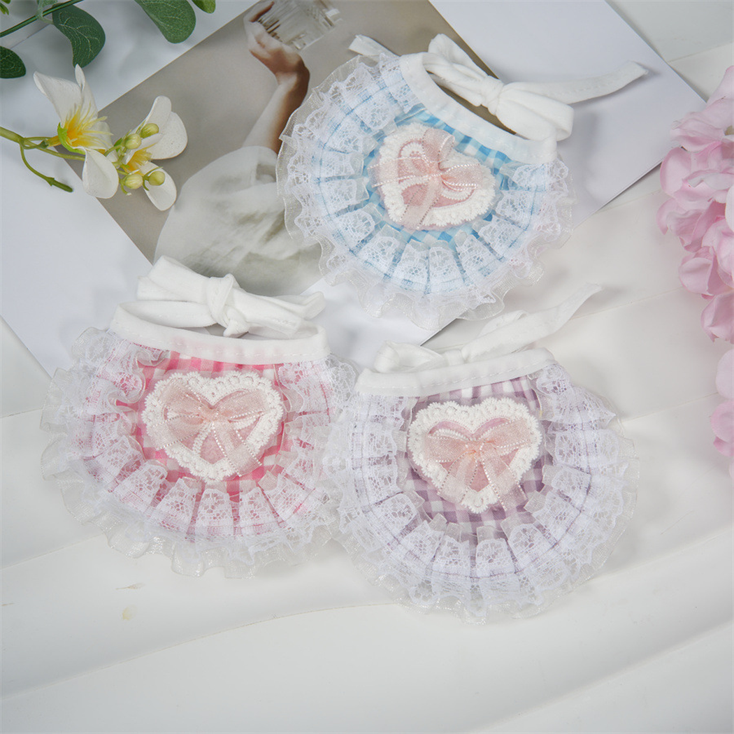 Pink, light purple and light blue gingham pet neckwear displayed together