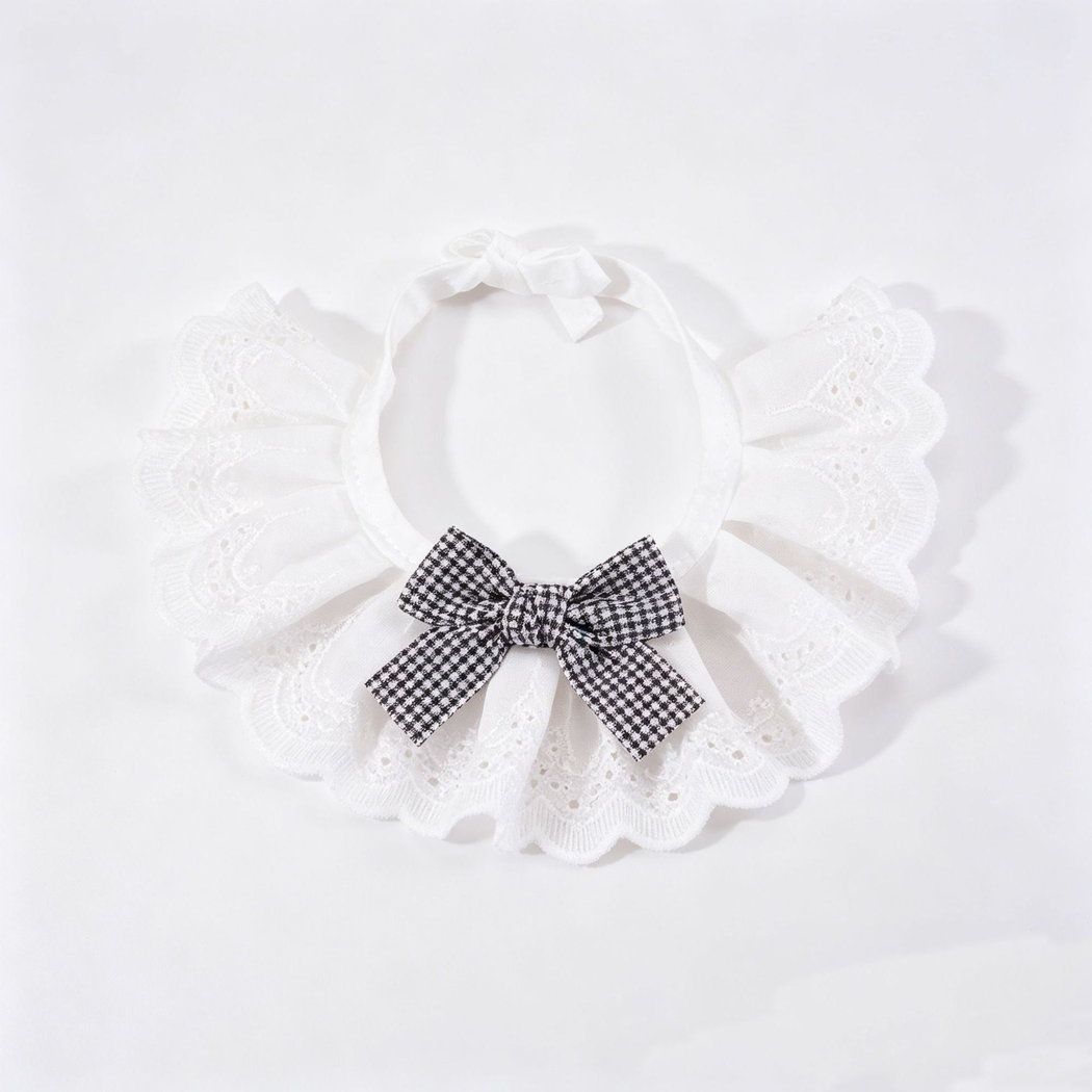 Black gingham bow pet neckwear, front view
