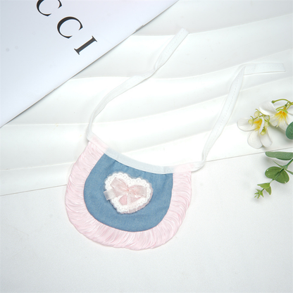 Light Pink pet neckwear displayed flat with its white ties extended