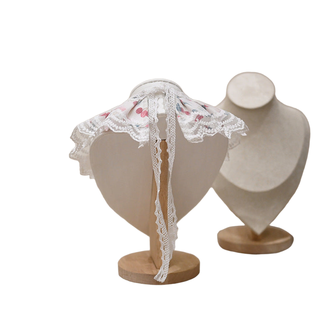 Cherry pet neckwear back view with lace-look ties