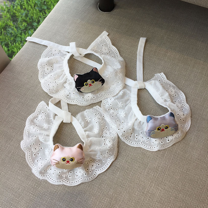 Black, Light Gray, and Light Pink cat-face pet neckwear displayed together
