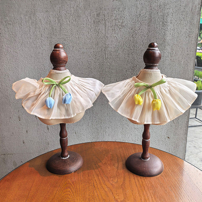 Blue Tulip and Yellow Tulip pet neckwear displayed together