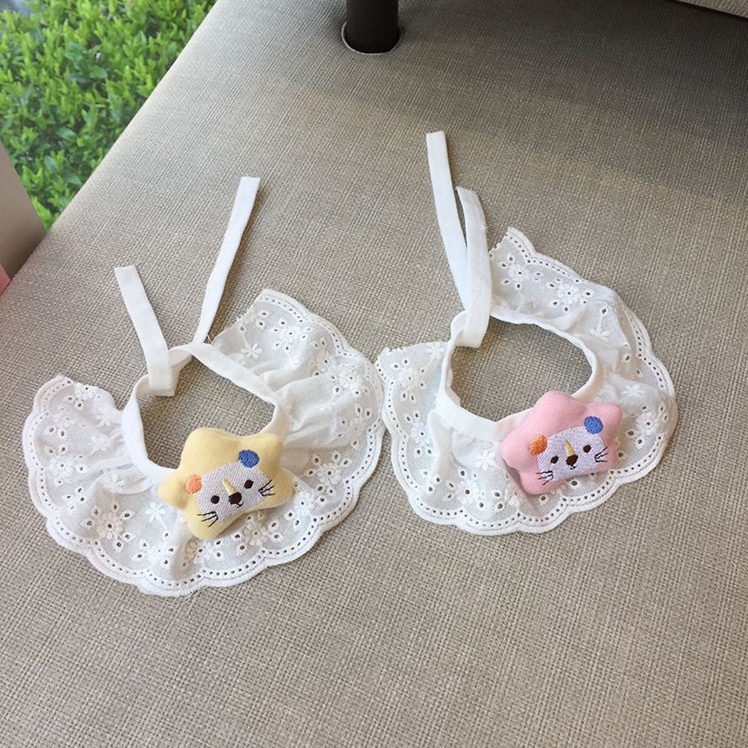 Yellow and pink star-accent pet neckwear displayed side by side