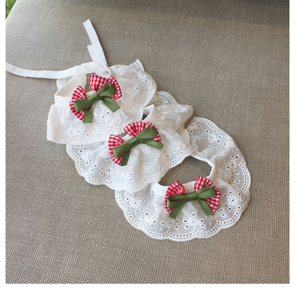 Three matching Gingham Bow pet neckwear pieces arranged in an overlapping display
